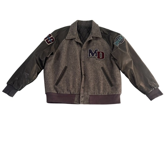 Identity Inc Other - VTG Identity Inc Mighty Ducks Leather Wool Varsity Jacket Gray Made in USA Large